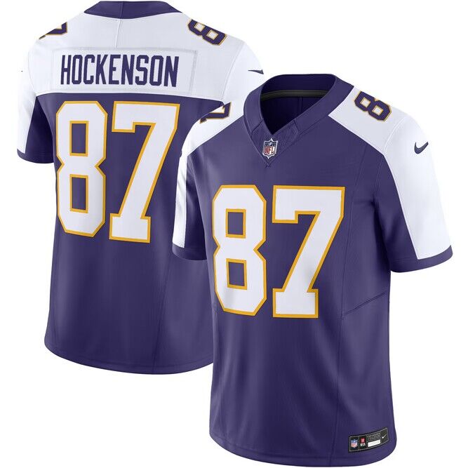 Men's Purple Minnesota Vikings #87 T.J. Hockenson 2023 F.U.S.E. Vapor Limited Stitched Jersey